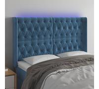 Vidaxl Tête De Lit À Led Bleu Foncé 163x16x118/128 Cm Velours Bleu