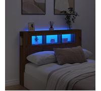 vidaXL Tête de lit à LED chêne artisanal 140x18,5x103,5 cm avec étagères Multicolore