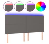 Vidaxl Tête De Lit À Led Gris 160x5x118/128 Cm Similicuir Gris