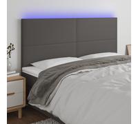 Vidaxl Tête De Lit À Led Gris 200x5x118/128 Cm Similicuir Gris