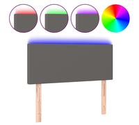 vidaXL Tête de Lit à LED Meuble de Chambre à Coucher Accessoire de Lit Simple Tête de Cadre de Lit Intérieur Gris 90x5x78/88 cm Similicuir