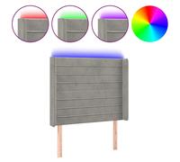Tête de Lit à LED Gris Clair 203x16x118/128cm Velours Meuble de Chambre vidaXL