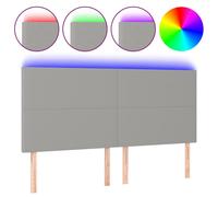 Vidaxl Tête De Lit À Led Gris Clair 160x5x118/128 Cm Tissu Gris