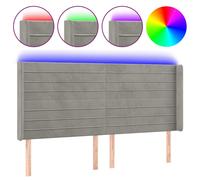 Tête de Lit à LED Gris Clair 203x16x118/128cm Velours Meuble de Chambre vidaXL
