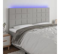 Tête de Lit à LED Meuble de Chambre à Coucher Accessoire de Lit Double Tête de Cadre de Lit Intérieur Gris Clair 180x5x118/128 cm Tissu