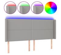 3123922 vidaXL Tête de lit à LED Gris clair 183x16x118-128 cm Tissu