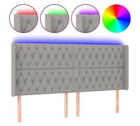 Hoofdbord LED 183x16x118/128 cm stof lichtgrijs3124398