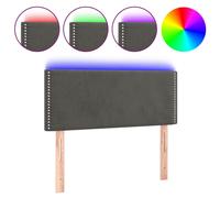 vidaXL Tête de Lit à LED Meuble de Chambre à Coucher Accessoire de Lit Simple Tête de Cadre de Lit Intérieur Gris Foncé 100x5x78/88 cm Velours