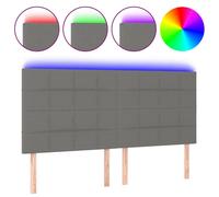 vidaXL Tête de lit à LED en tissu gris foncé 160x5x118/128 cm