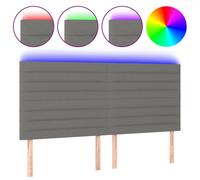 Hoofdbord LED 160x5x118/128 cm stof donkergrijs3122571