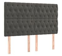 vidaXL Hoofdbord LED 160x7x118/128 cm fluweel donkergrijs3122815 Gris foncé G
