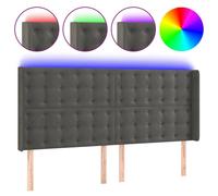 Hoofdbord LED 163x16x118/128 cm fluweel donkergrijs3124537