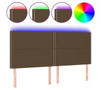 Vidaxl Tête De Lit À Led Marron Foncé 160x5x118/128 Cm Tissu Marron