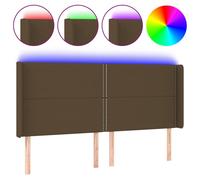 vidaXL Hoofdbord LED 163x16x118/128 cm stof donkerbruin3123917 Marron G