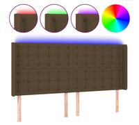 Vidaxl Tête De Lit À Led Marron Foncé 183x16x118/128 Cm Tissu Marron