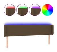 Vidaxl Tête De Lit À Led Marron Foncé 183x16x78/88 Cm Tissu Marron