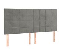 vidaXL Tête de Lit à LED Meuble de Chambre à Coucher Accessoire de Lit Double Tête de Cadre de Lit Intérieur Gris Clair 200x5x118/128 cm Velours