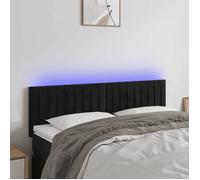 vidaXL Tête de lit à LED pour lit double Velours Noir 144x5x78/88 cm