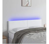 vidaXL Tête de lit à LED pour lit double Similicuir Blanc 144x5x78/88 cm