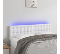 vidaXL Tête de lit à LED 3121703 Similicuir Blanc 144x5x78/88 cm