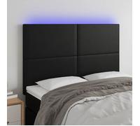 Vidaxl Tête De Lit À Led Noir 144x5x118/128 Cm Similicuir Noir