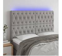 vidaXL Tête de Lit à LED Meuble de Chambre à Coucher Accessoire de Lit Double Tête de Cadre de Lit Intérieur Gris Clair 3122766