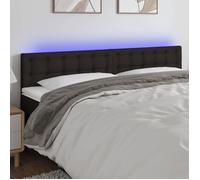 vidaXL Tête de lit à LED pour lit double Tissu Noir 180x5x78/88 cm
