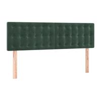 vidaXL Tête de Lit à LED Meuble de Chambre à Coucher Accessoire de Lit Double Tête de Cadre de Lit Intérieur Vert Foncé 144x5x78/88 cm Velours