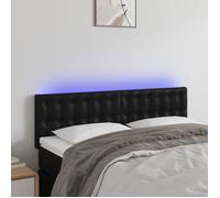 vidaXL Tête de lit à LED pour lit double Similicuir noir 144x5x78/88 cm