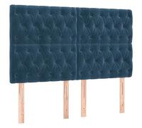 vidaXL Tête de Lit à LED Meuble de Chambre à Coucher Accessoire de Lit Double Tête de Cadre de Lit Intérieur Bleu Foncé 160x7x118/128 cm Velours