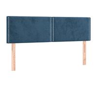 vidaXL Tête de Lit à LED Meuble de Chambre à Coucher Accessoire de Lit Double Tête de Cadre de Lit Intérieur Bleu Foncé 144x5x78/88 cm Velours