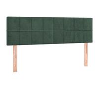 vidaXL Tête de Lit à LED Meuble de Chambre à Coucher Accessoire de Lit Double Tête de Cadre de Lit Intérieur Vert Foncé 144x5x78/88 cm Velours