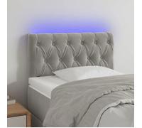 vidaXL Tête de Lit à LED Meuble de Chambre à Coucher Accessoire de Lit Simple Tête de Cadre de Lit Intérieur Gris Clair 3121978