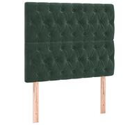vidaXL Tête de Lit à LED Meuble de Chambre à Coucher Accessoire de Lit Simple Tête de Cadre de Lit Intérieur Vert Foncé 90x7x118/128 cm Velours