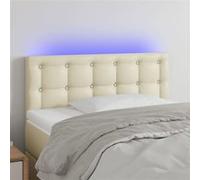vidaXL Tête de Lit à LED Meuble de Chambre à Coucher Accessoire de Lit Simple Tête de Cadre de Lit Intérieur Crème 90x5x78/88 cm Similicuir Blanc G