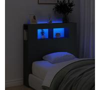 Vidaxl Tête De Lit À Led Noir 100x18,5x103,5 Cm Bois D'ingénierie Multicolore