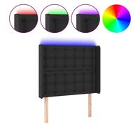 Vidaxl Tête De Lit À Led Noir 103x16x118/128 Cm Similicuir Noir