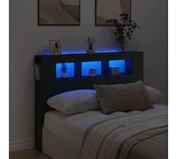 vidaXL Tête de lit à LED noir 140x18,5x103,5 cm bois d'ingénierie