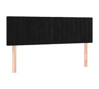 vidaXL Tête de lit à LED pour lit double Velours Noir 144x5x78/88 cm