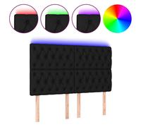 Vidaxl Tête De Lit À Led Noir 144x7x118/128 Cm Tissu Noir