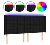 Hoofdbord LED 163x16x118/128 cm stof zwart3124490