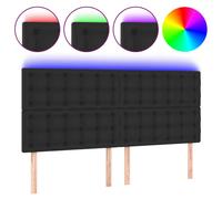 Vidaxl Tête De Lit À Led Noir 180x5x118/128 Cm Similicuir Noir