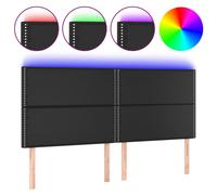 Vidaxl Tête De Lit À Led Noir 180x5x118/128 Cm Similicuir Noir