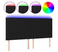Vidaxl Tête De Lit À Led Noir 200x5x118/128 Cm Tissu Noir