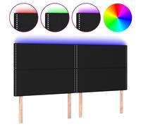 Hoofdbord LED 200x5x118/128 cm stof zwart3122308