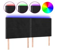 Vidaxl Tête De Lit À Led Noir 200x5x118/128 Cm Velours Noir