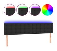 vidaXL Tête de Lit à LED Meuble de Chambre à Coucher Accessoire de Lit Double Tête de Cadre de Lit Intérieur Noir 200x5x78/88 cm Similicuir