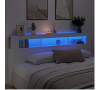 vidaXL Tête de Lit à LED, Panneau avec Rangement, Accessoire de Lit, Tête de Cadre de Lit Chambre, Blanc 220x18,5x103,5 cm 837372