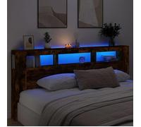vidaXL Tête de Lit à LED, Panneau avec Rangement, Accessoire de Lit, Tête de Cadre de Lit Chambre, Chêne Fumé 837376