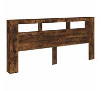 vidaXL Tête de Lit à LED, Panneau avec Rangement, Accessoire de Lit, Tête de Cadre de Lit Chambre, Chêne Fumé 837376